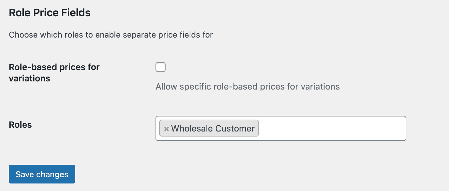 Role price field