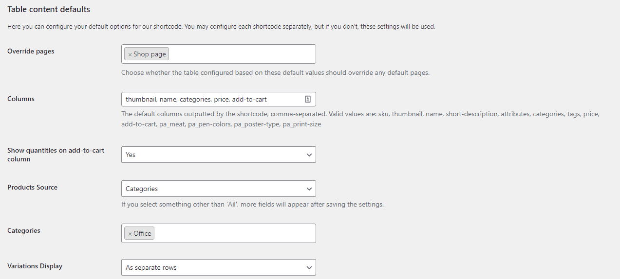 Display settings