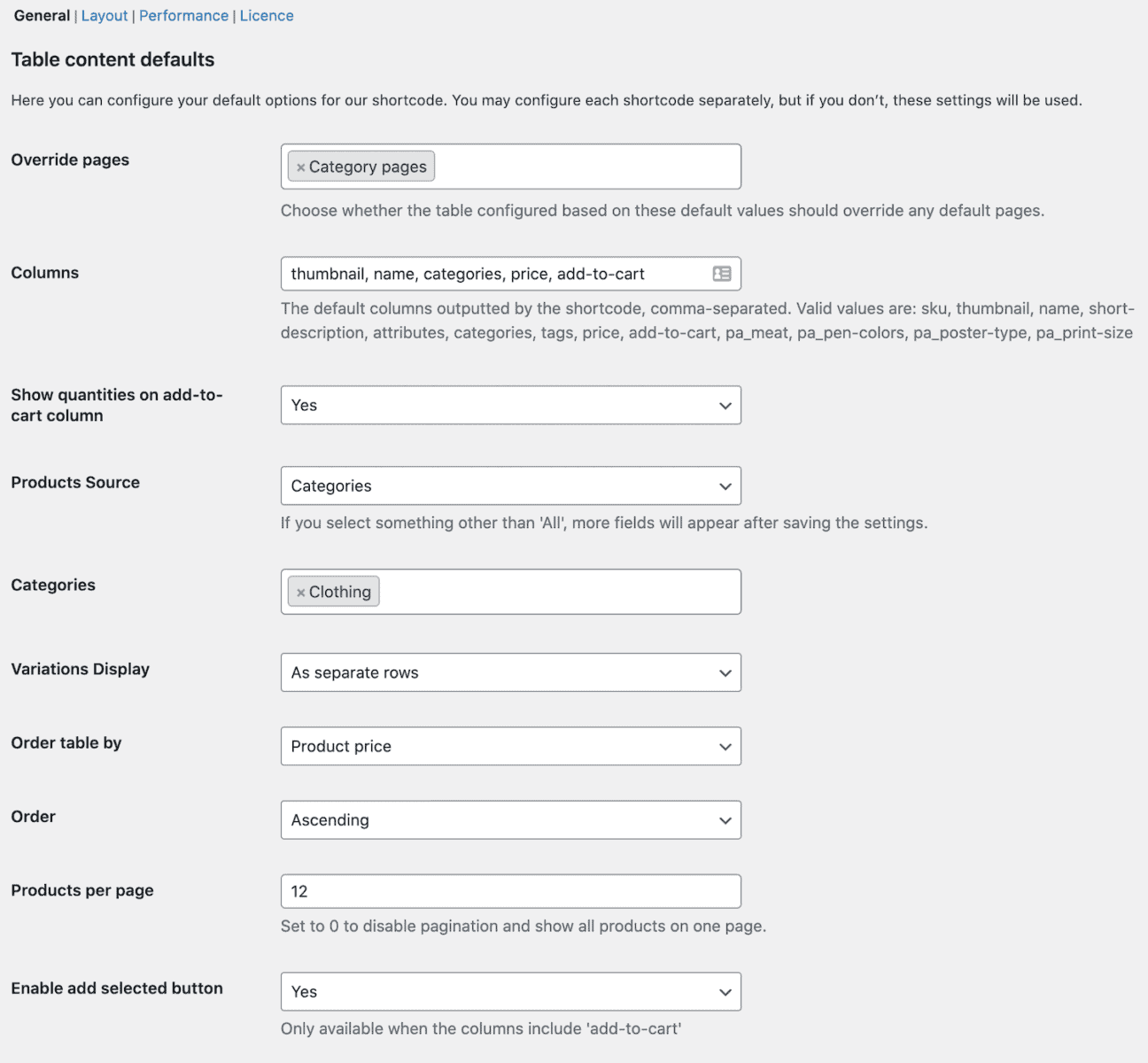 WooCommerce Product Table Ultimate settings