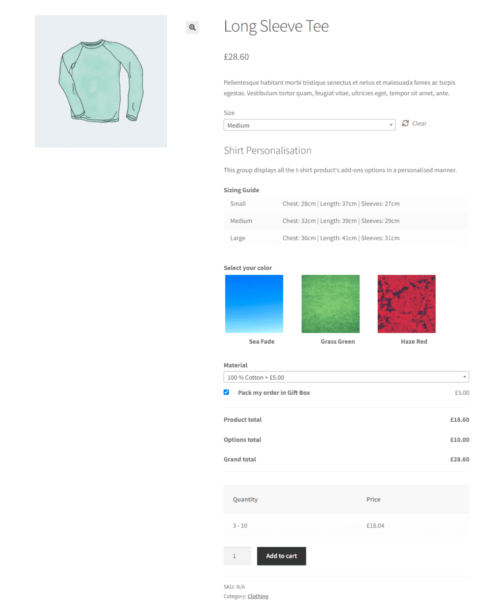 Sizing guide