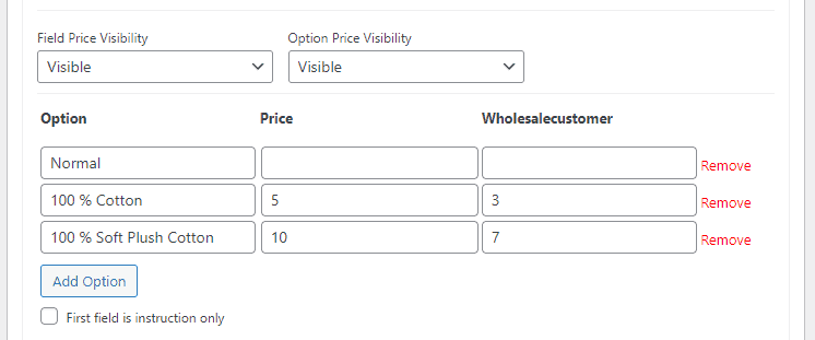 Set price for user roles