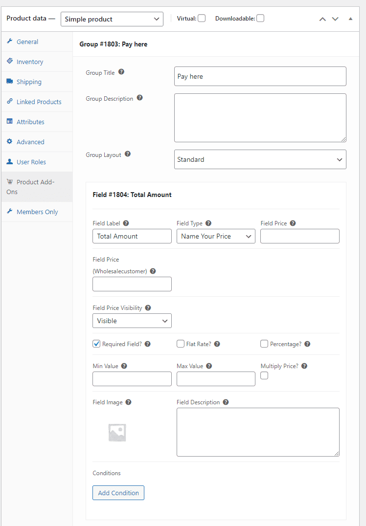 Name your price field