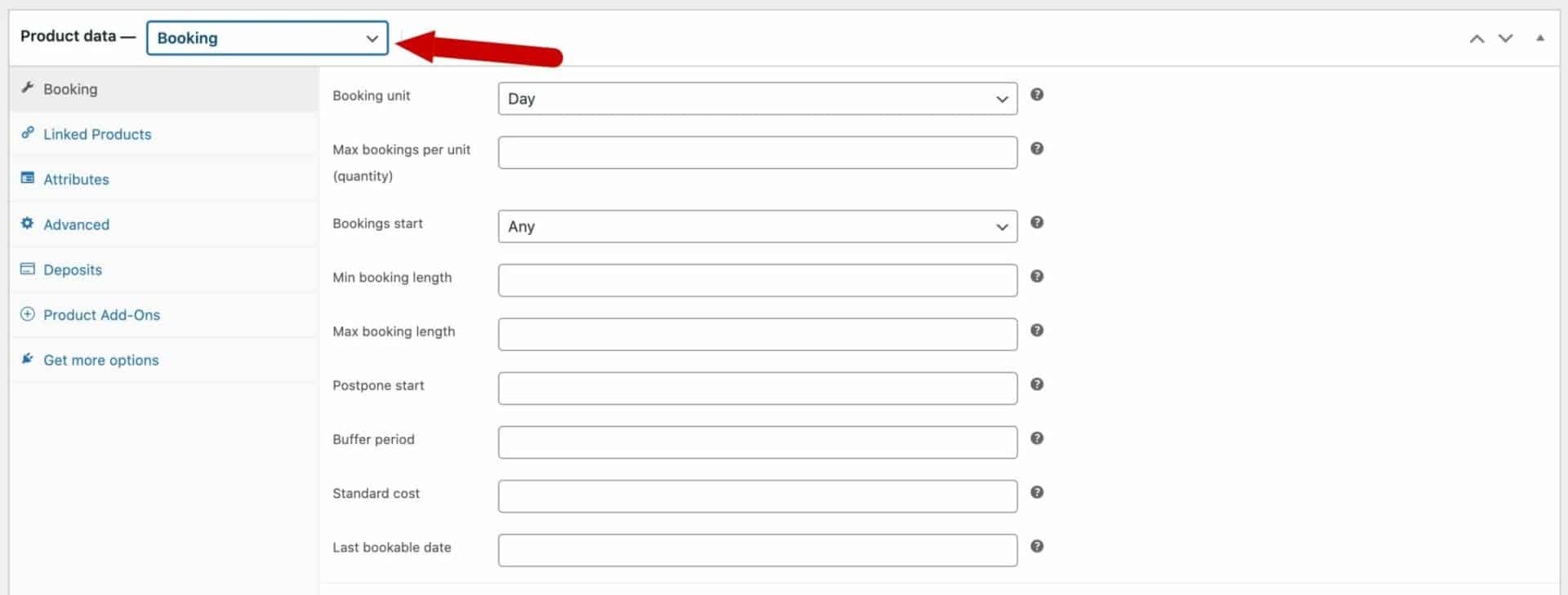 WooCommerce equipment rental settings