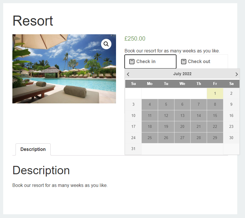 WooCommerce accommodation bookings preview