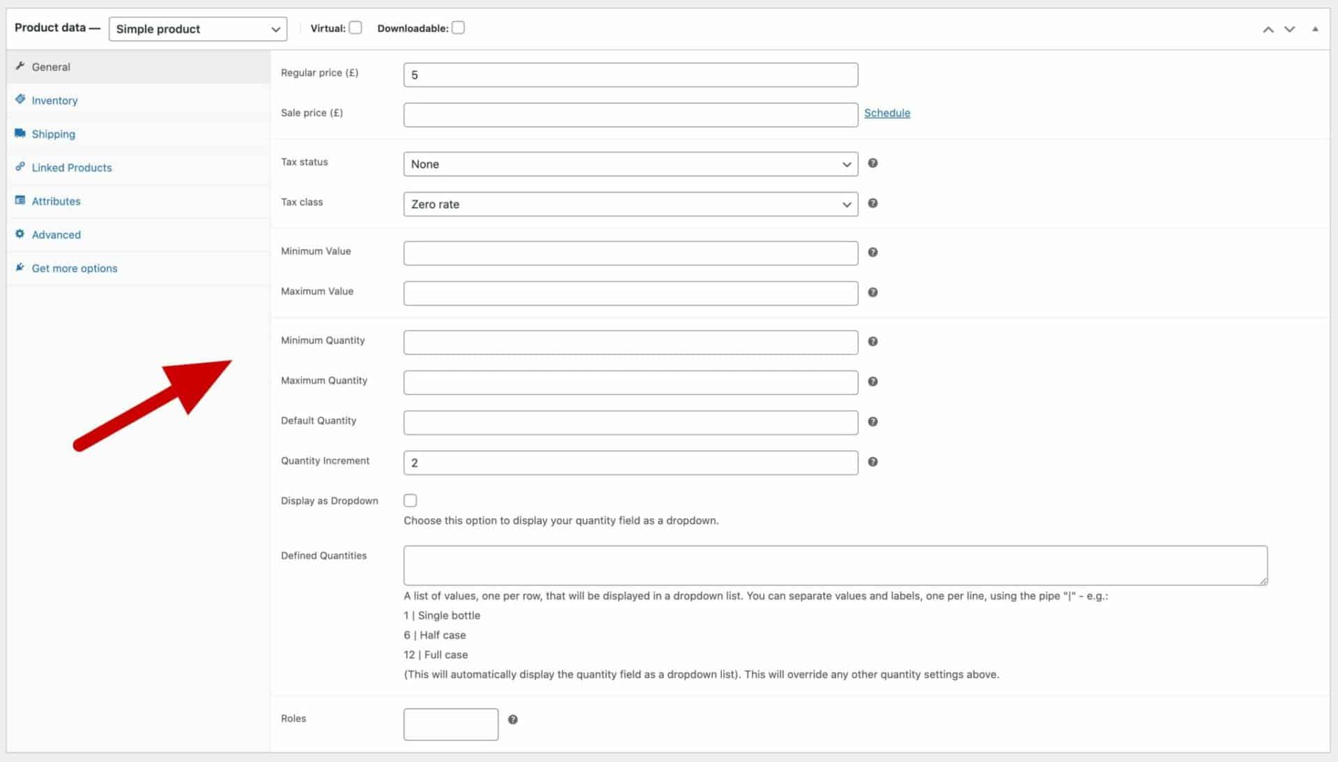 WooCommerce minimum maximum product settins