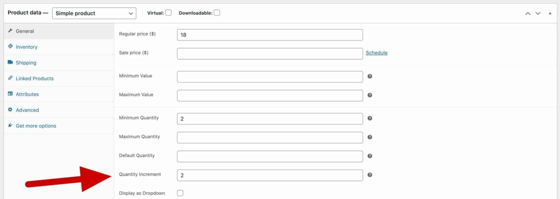 WooCommerce quantity step value