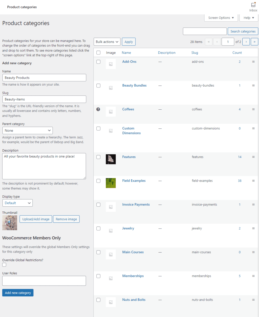 Junior (show all), Product Categories