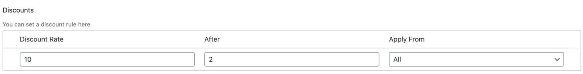 WooCommerce booking discount settings