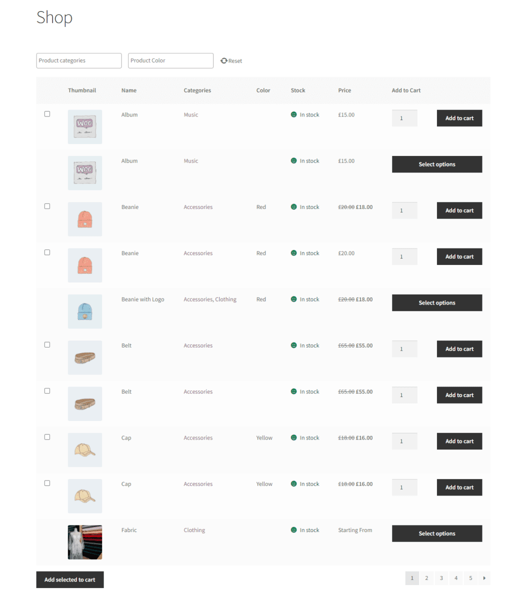 Display multiple products