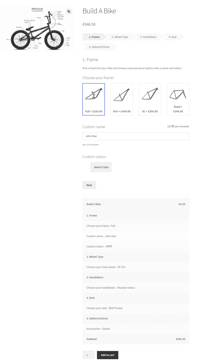 Build a bike product example