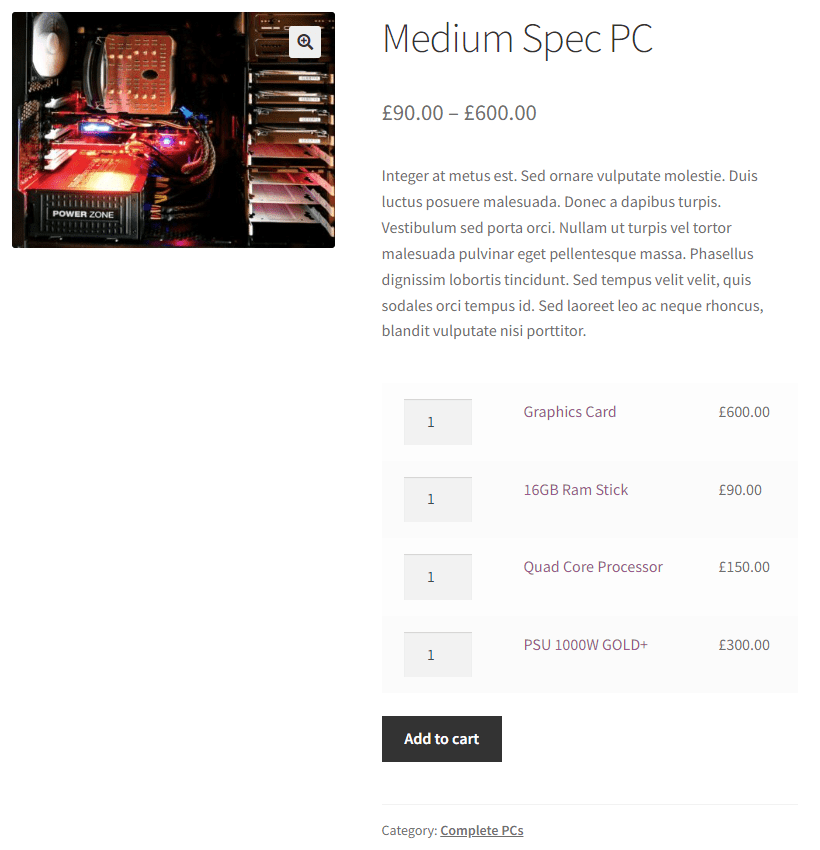 Composite product WooCommerce