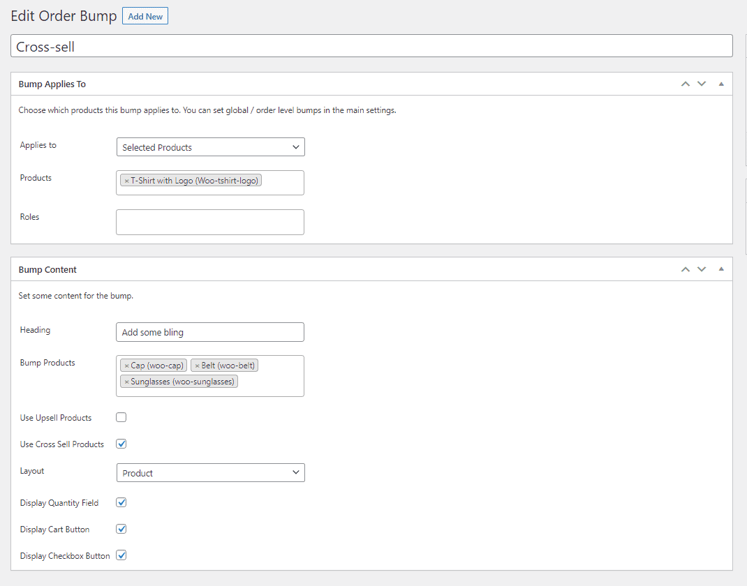 Cross-sell settings