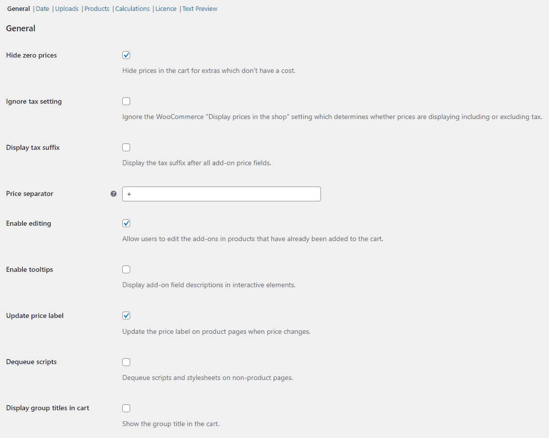 General settings