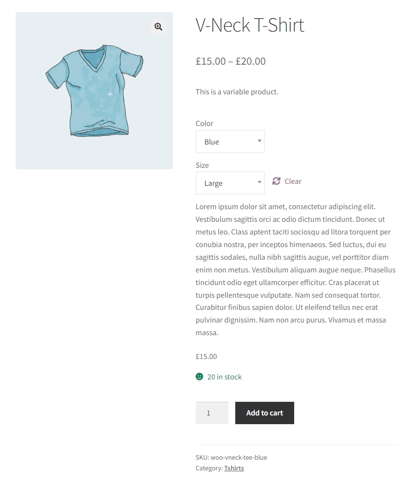 WooCommerce variable product
