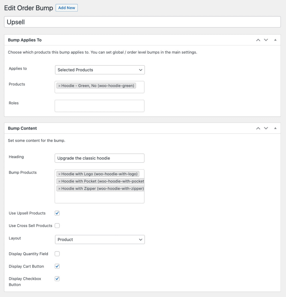 Upsell offer settings
