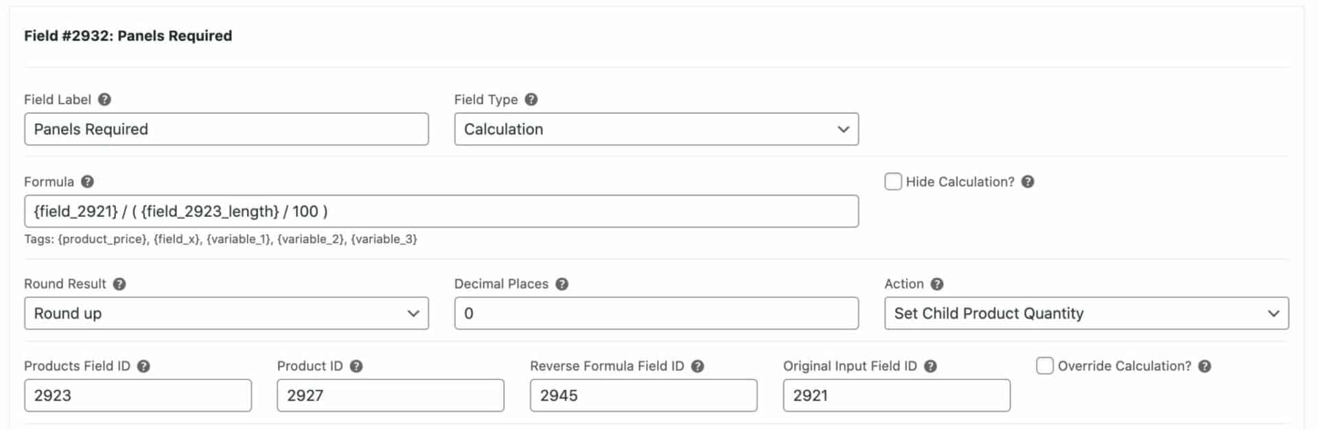 Fencing calculator panels required calculation