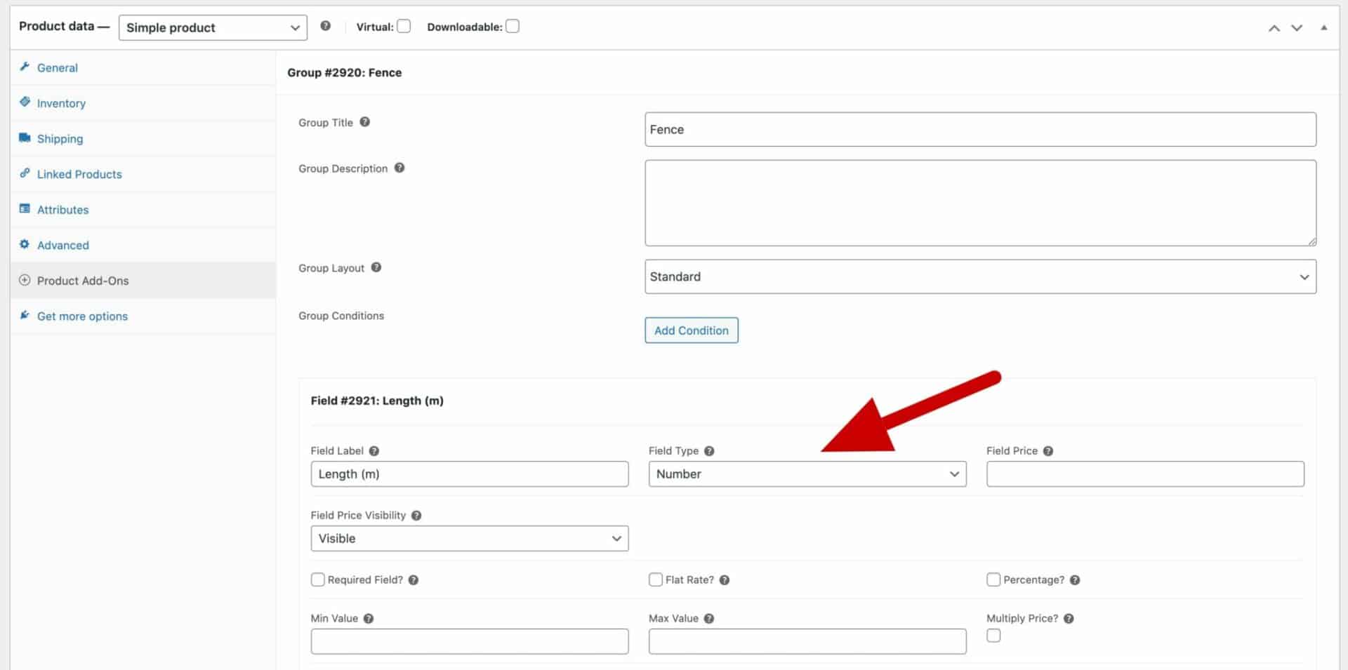 Fencing calculator length input field