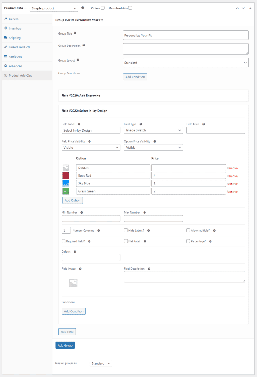 Image swatch field