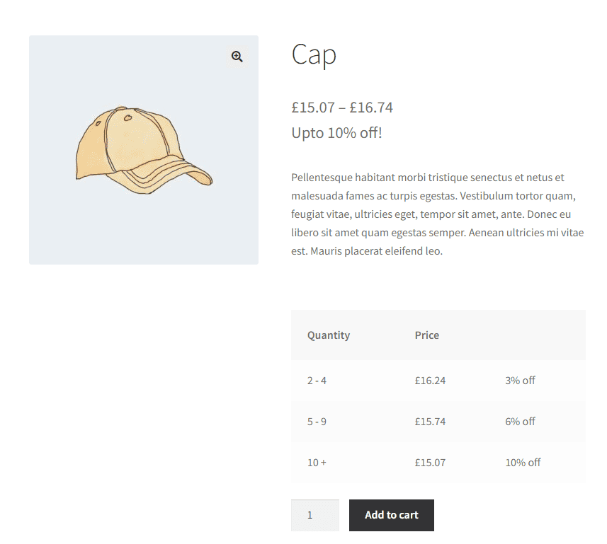 Tiered pricing table