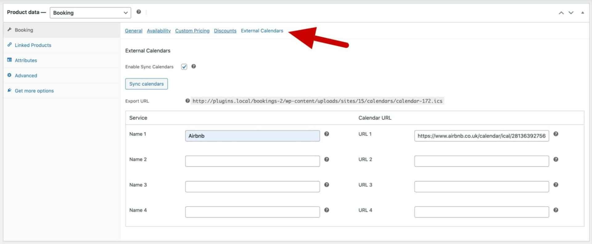 Setting to sync bookings with external service