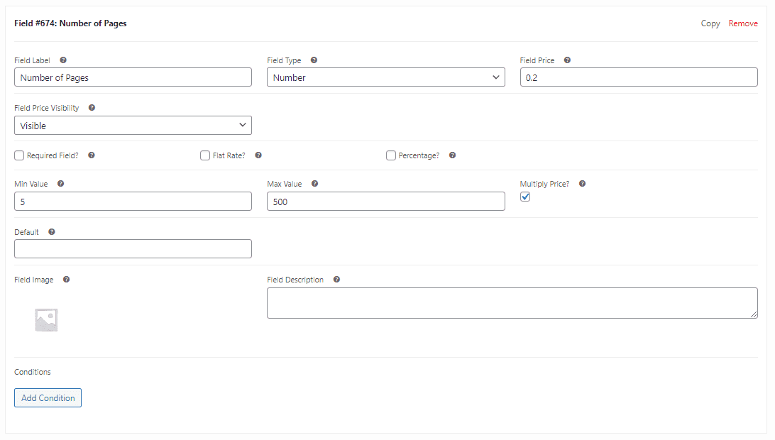 Number of pages field