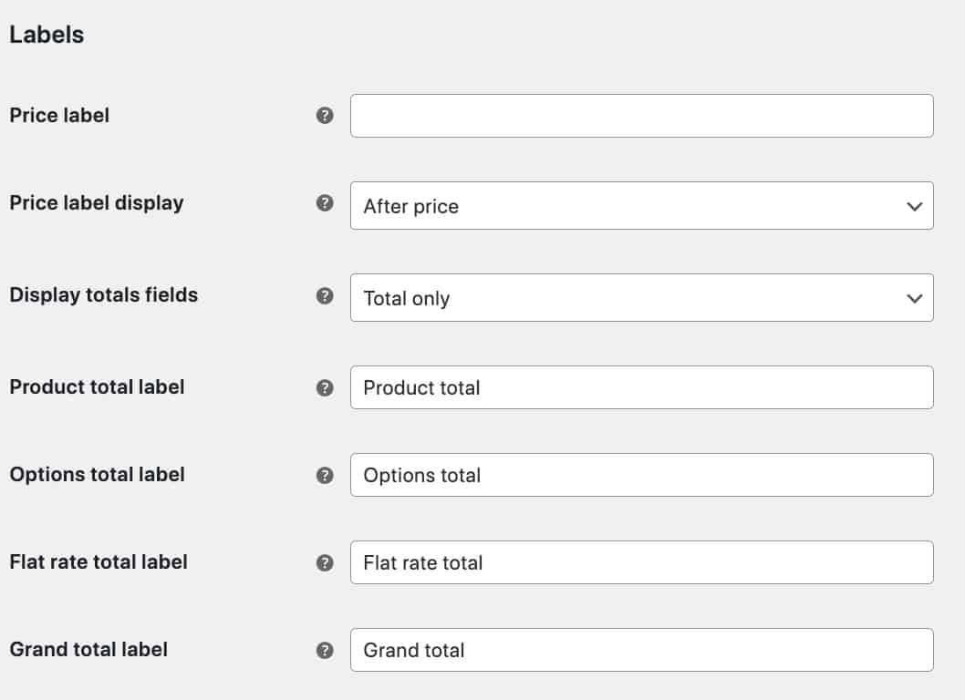 Setting a global price label in the plugin settings