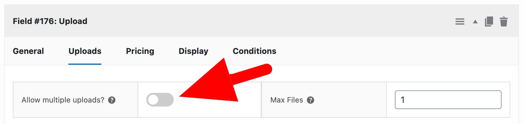 Allow multiple uploads setting