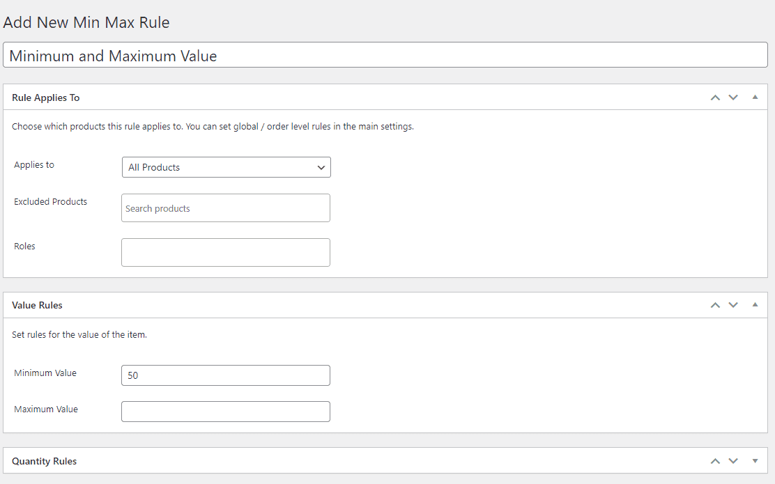 Set minimum value