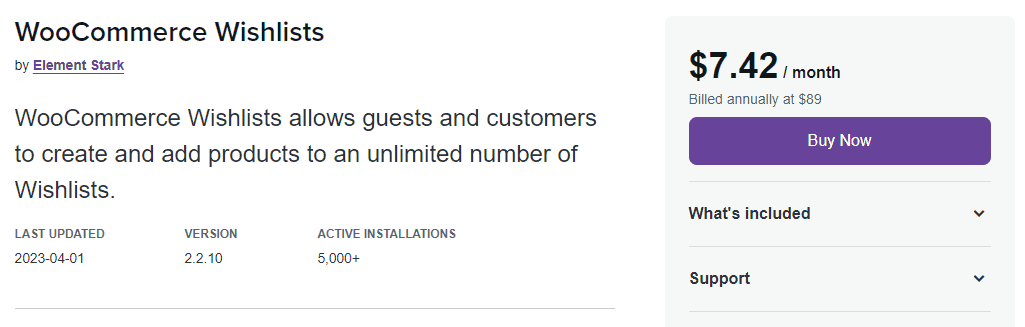 WooCommerce Wishlists by Element Stark.