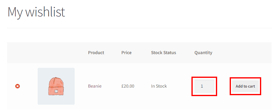 Specifying the quantity of a product and adding it directly to the shopping cart from the wishlist.