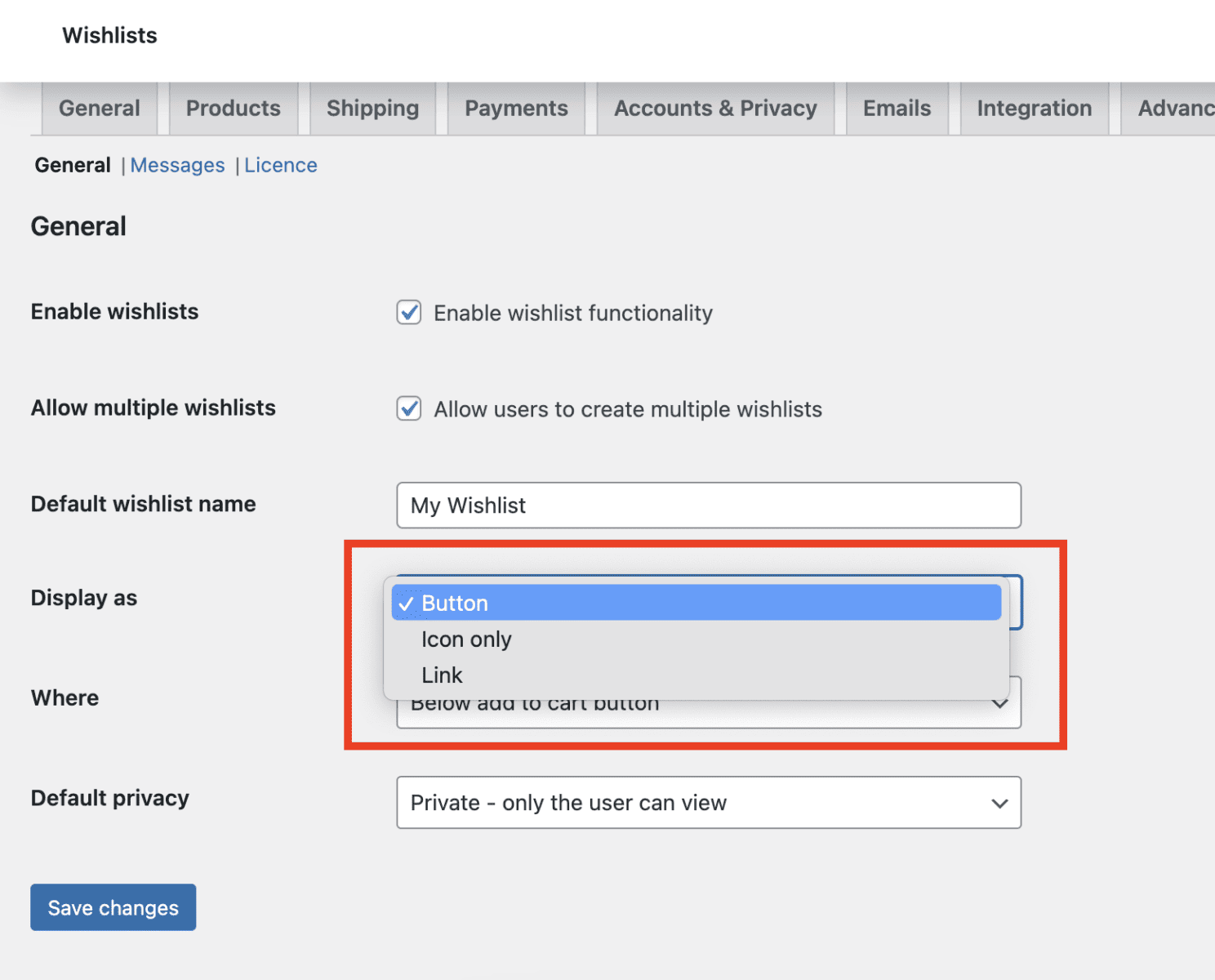 Decide how you want to display the wishlist at the frontend