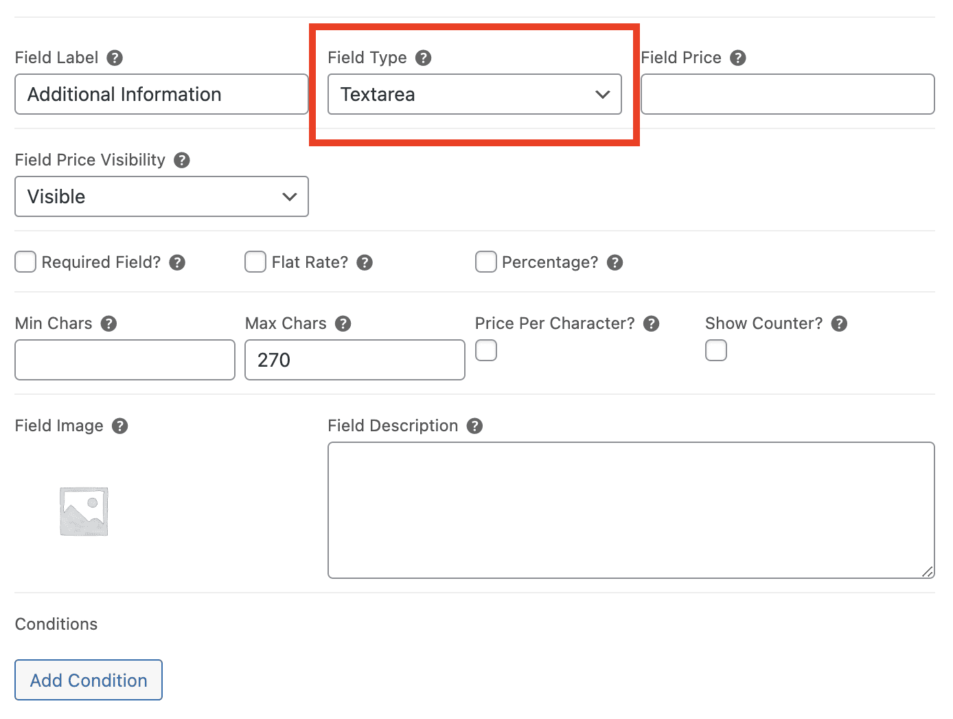 Add a Textarea field enabling users to leave a message