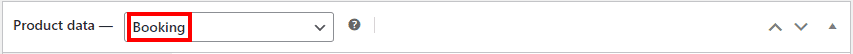 Selecting Booking as the Product data type.