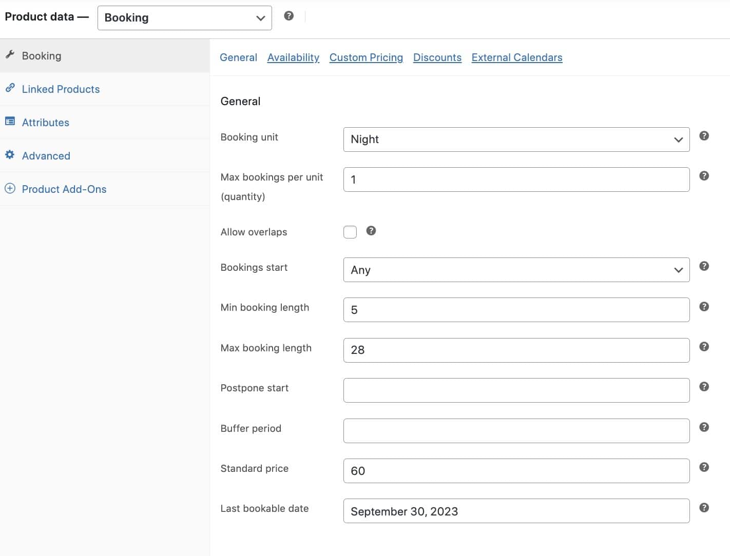 Configuring the booking details.