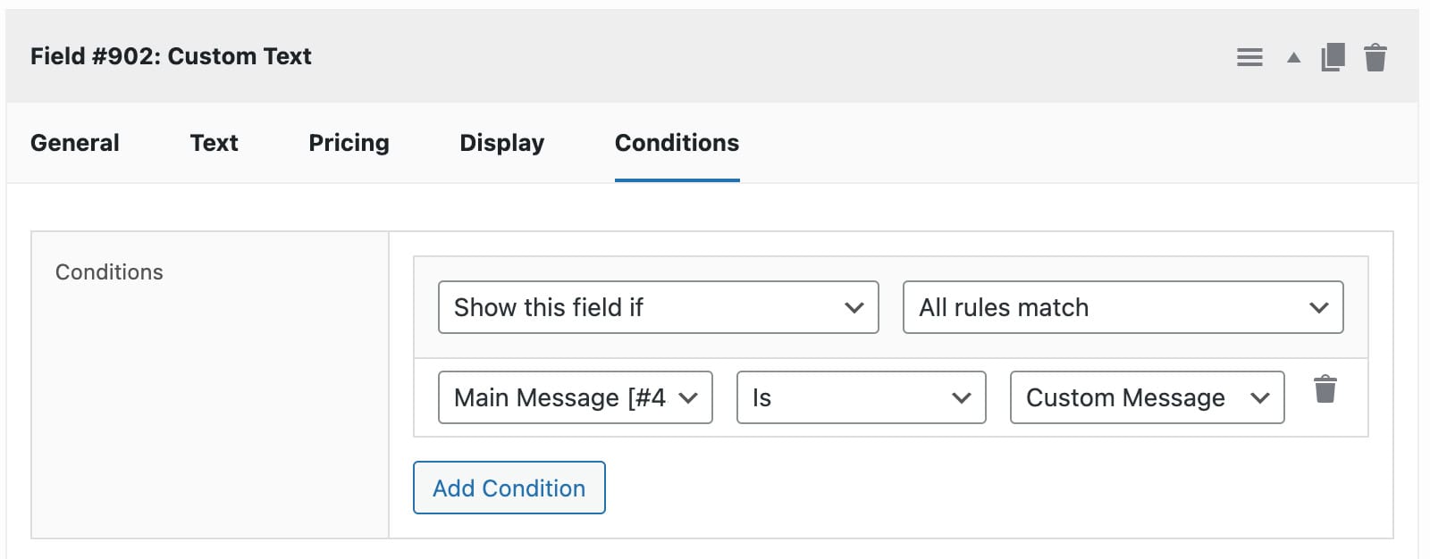 Condition field when user selects certain option in other field