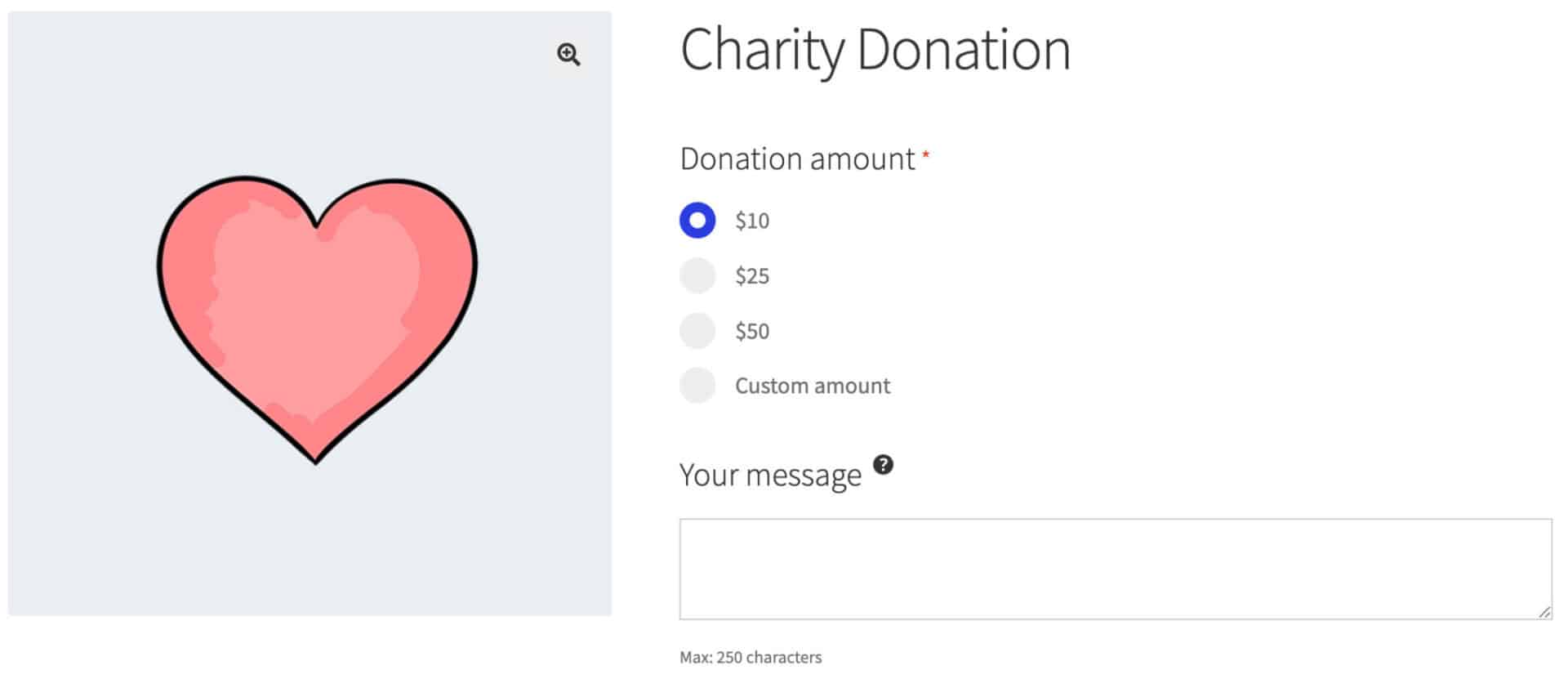 Demo donations product in WooCommerce