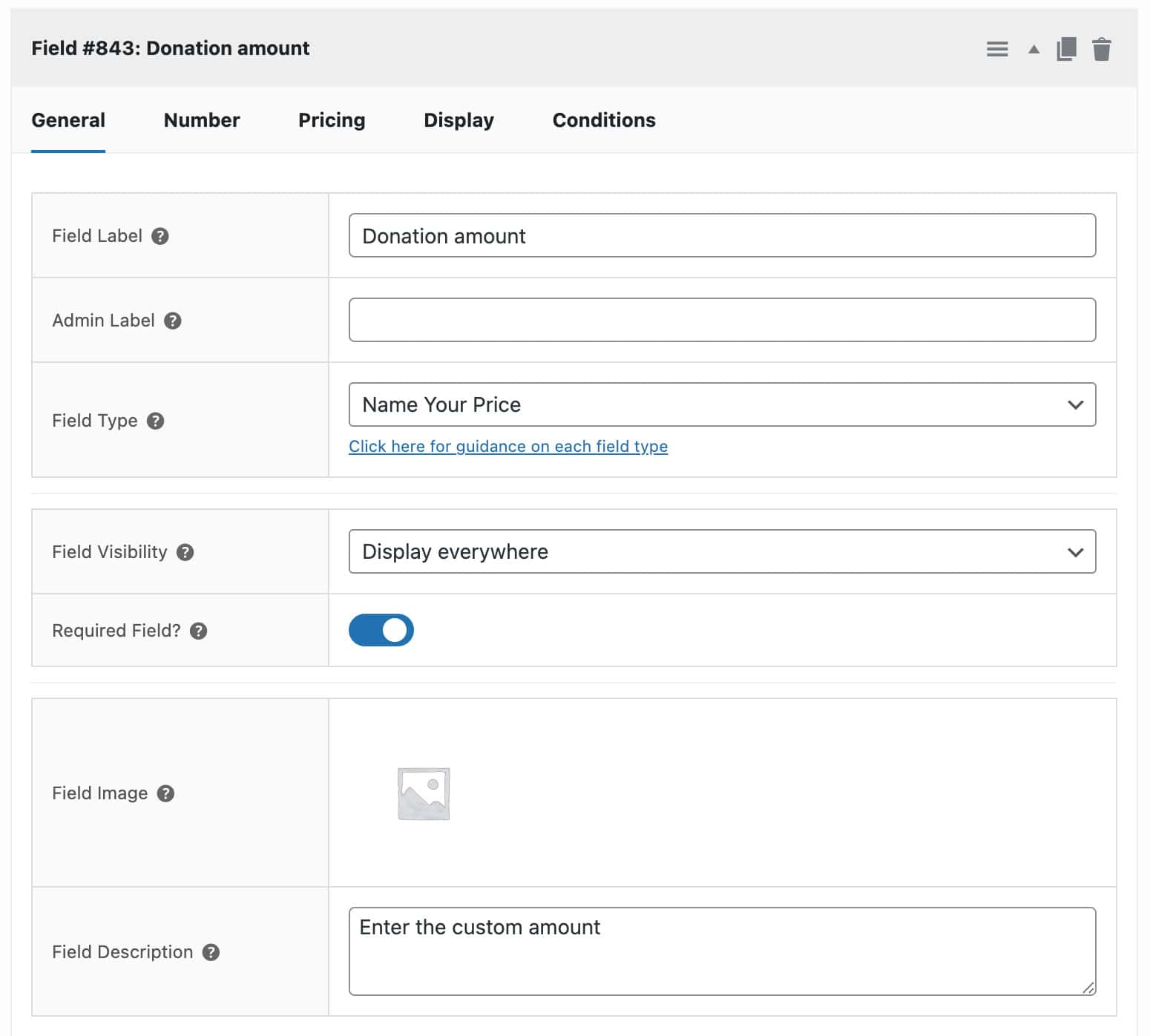 Select the Name Your Price field and add details