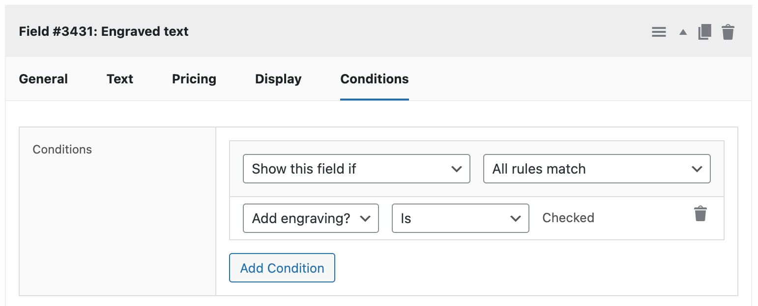 Conditional logic on field setting