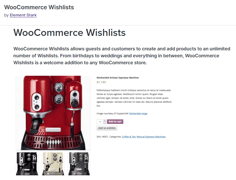 WooCommerce Wishlists.