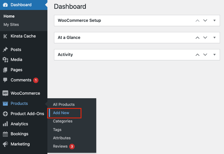 Adding a new product from the WooCommerce dashboard