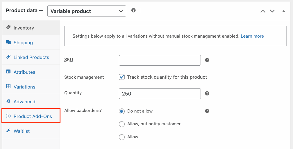 Navigating to the Product Add-Ons Ultimate tab in the Product Edits section