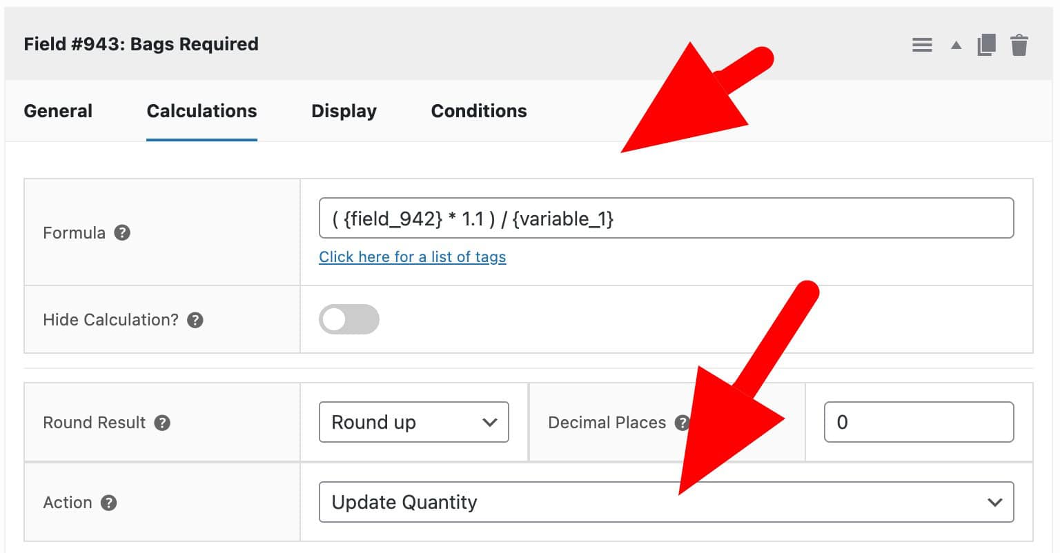 Calculation field to set product quantity based on measurement calculation