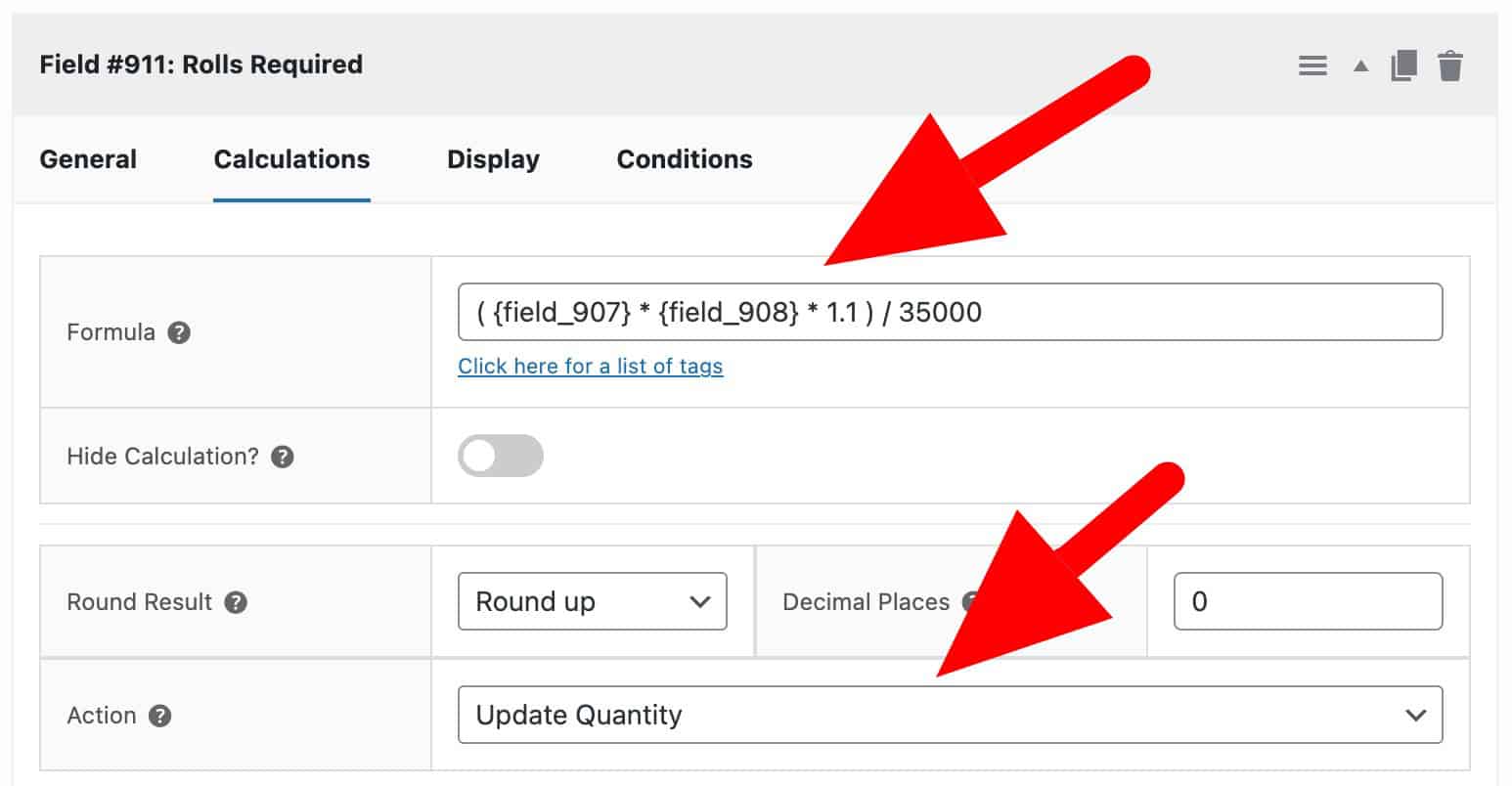 Update quantity based on measurement calculation