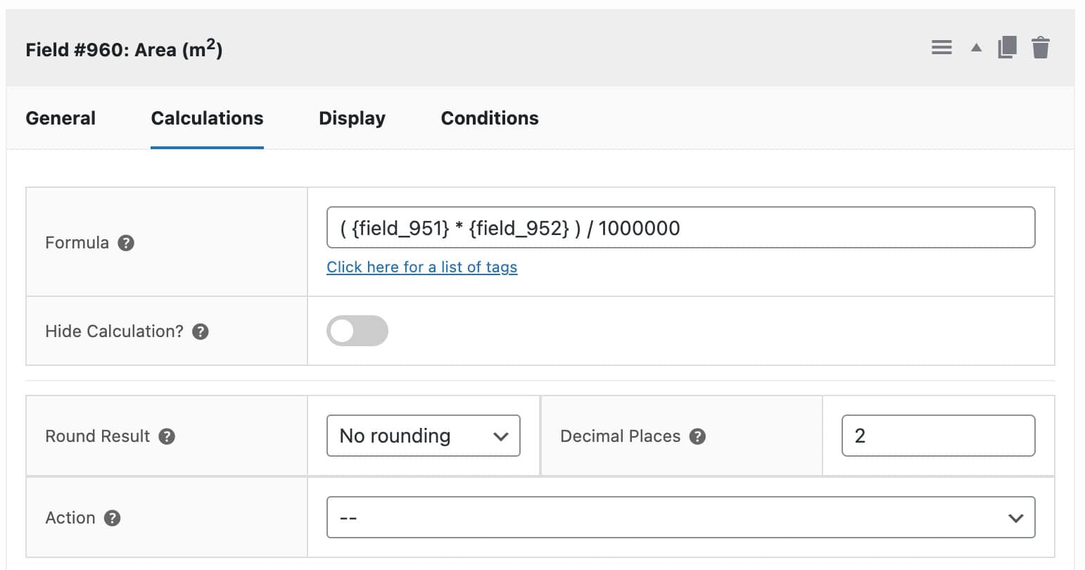 WooCommerce area calculation field