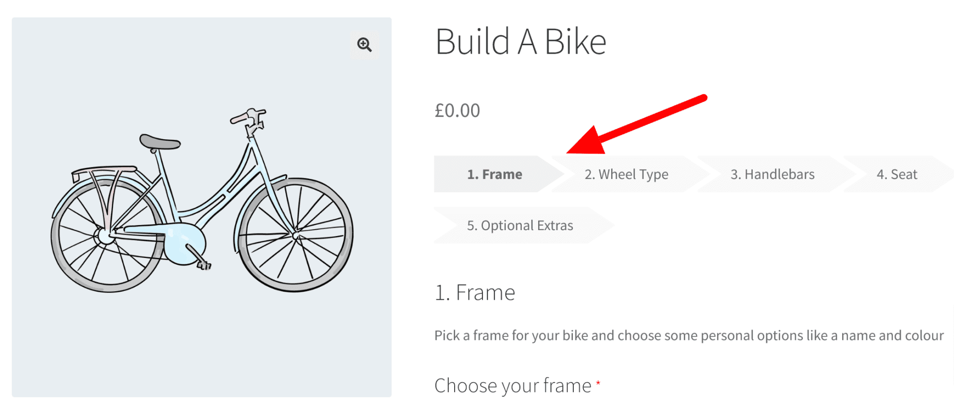 WooCommerce composite products example - build a bike