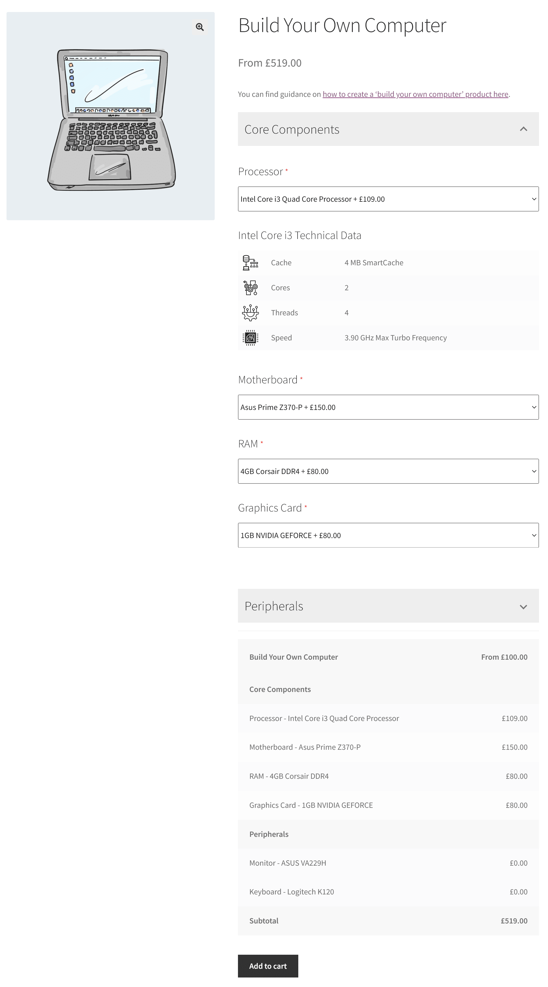 Composite product example front-end result - Build Your Own Computer