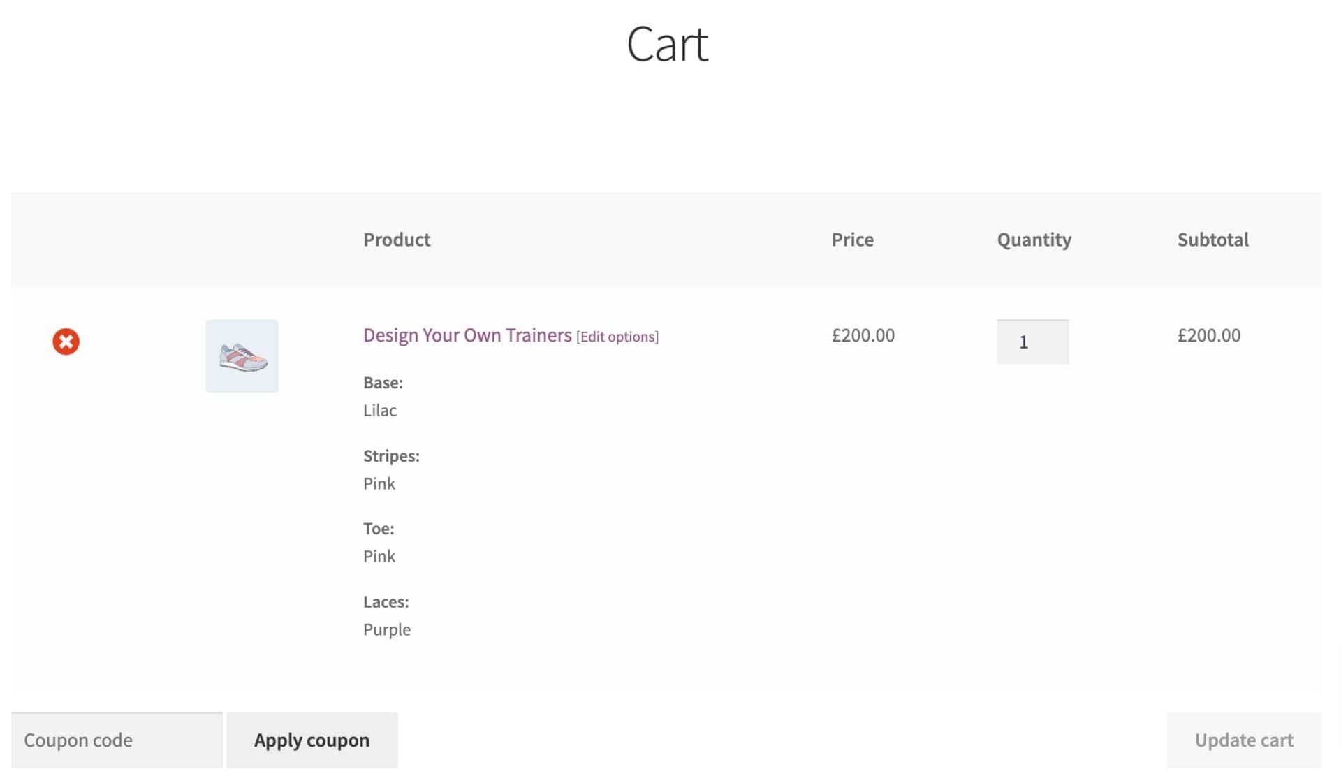 Configurable product in cart