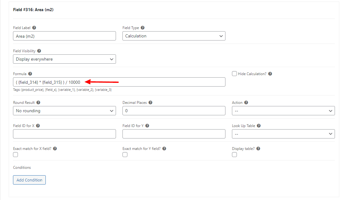 Area calculator for floor tiles