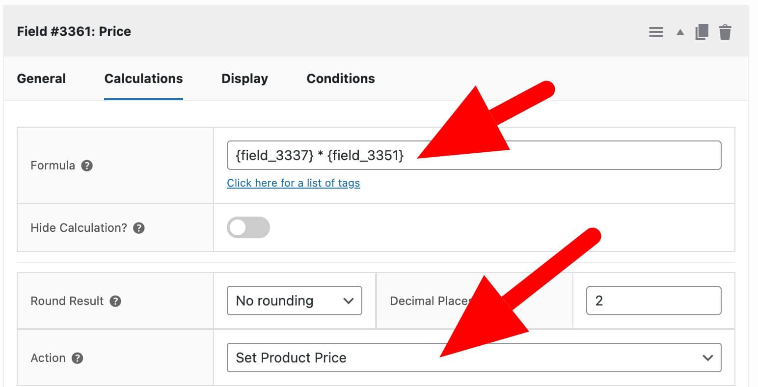 Final price calculation field
