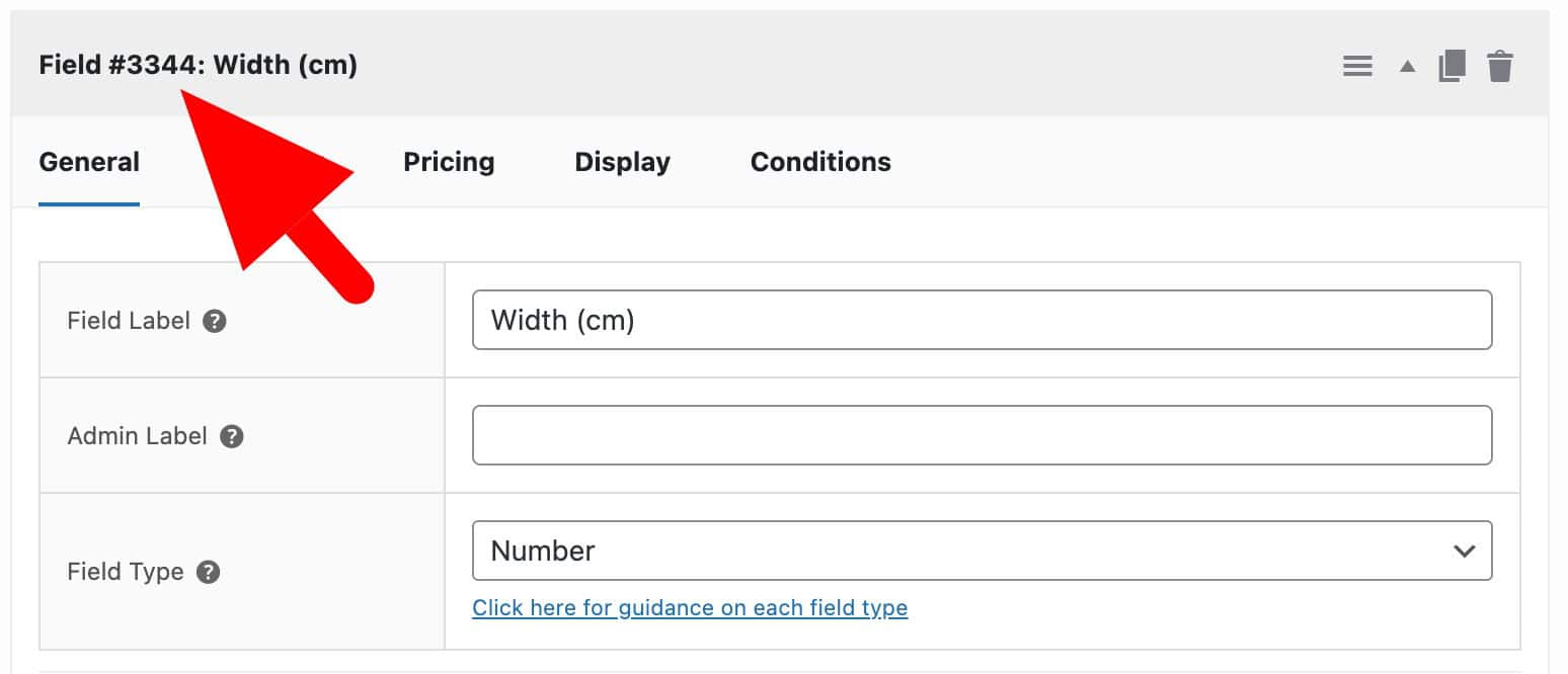 Add width and length fields and get their field IDs